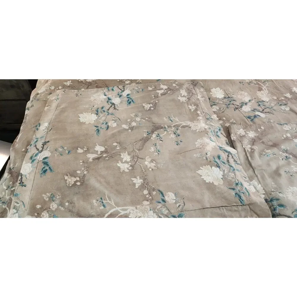 Peruvian Connection Magnolia Sateen Cotton Queen Duvet 4 Shams Green Gold Floral